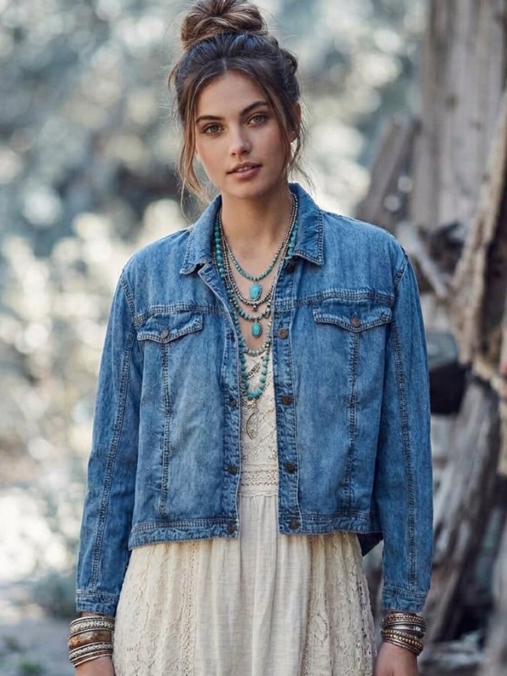 Free People Lightweight Chambray Denim Jacket Blue Size: S